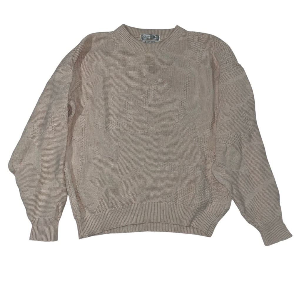 Christian Dior Vintage Pink Knit 100% Cotton Fabric Sweater